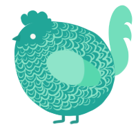 A turquoise and mint chicken with a double-lace pattern