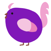 A violet and pink chicken