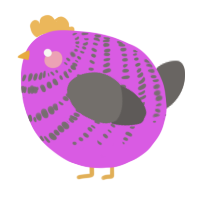 A orchid and grey chicken with a bar pattern