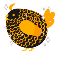 A sable and orange chicken with a lace pattern