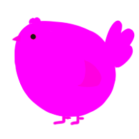 A fuchsia chicken with a bar pattern
