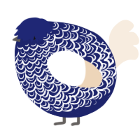 A navy and cream chicken with a double-lace pattern