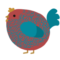 A red and sea chicken with a double-lace pattern