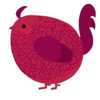 A crimson and maroon chicken with a double-lace pattern