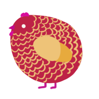 A crimson and honey chicken with a lace pattern
