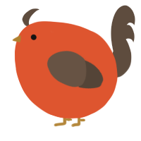 A vermilion and bark chicken
