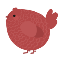 A red chicken with a lace pattern