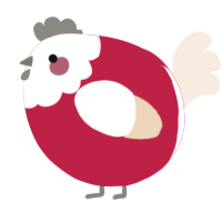 A crimson and cream chicken with a head pattern