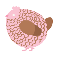 A rose and brown chicken with a lace pattern