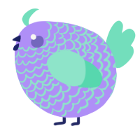 A lilac and mint chicken with a lace pattern