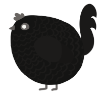 A black and sable chicken with a lace pattern