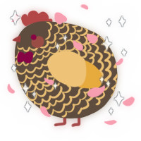A bark and honey chicken with a lace pattern