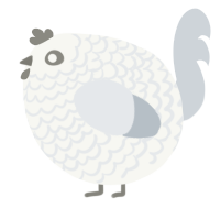 A white and mist chicken with a lace pattern
