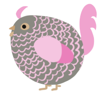 A ash and pink chicken with a lace pattern