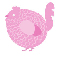A pink chicken with a lace pattern