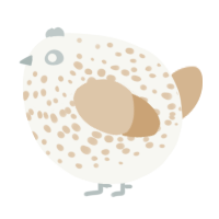 A white and beige chicken with a speckle pattern
