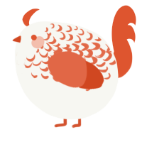 A white and vermilion chicken with a half-lace pattern