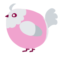 A pink and mist chicken with a head pattern