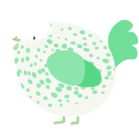 A white and spring chicken with a speckle pattern