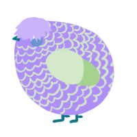 A lilac and gluppy chicken with a lace pattern