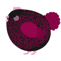 A sable and maroon chicken with a double-lace pattern
