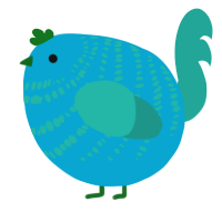 A cerulean and turquoise chicken with a bar pattern
