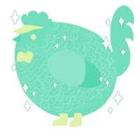 A mint chicken with a double-lace pattern