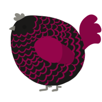 A sable and maroon chicken with a lace pattern