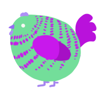 A spring and amethyst chicken with a bar pattern
