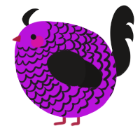A amethyst and sable chicken with a lace pattern