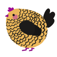 A honey and sable chicken with a lace pattern