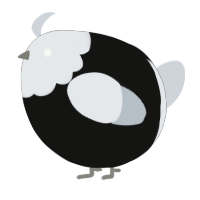 A black and mist chicken with a head pattern