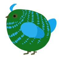 A leaf and sky chicken with a bar pattern