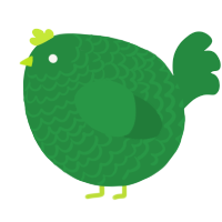 A viridian chicken with a lace pattern