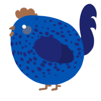 A ultramarine and navy chicken with a speckle pattern