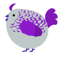 A silver and violet chicken with a half-lace pattern