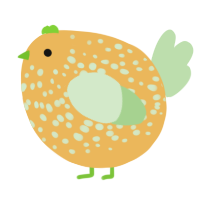 A honey and gluppy chicken with a speckle pattern