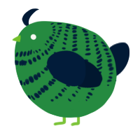 A viridian and tumblr chicken with a bar pattern