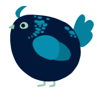 A tumblr and teal chicken with a neck-speckle pattern