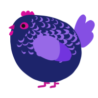A navy and blurple chicken with a half-lace pattern