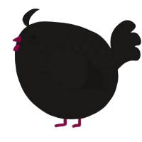 A sable chicken with a half-lace pattern