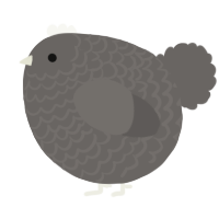 A grey chicken with a lace pattern