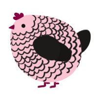 A rose and sable chicken with a lace pattern