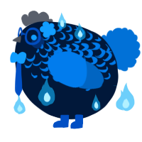 A tumblr and sapphire chicken with a half-lace pattern