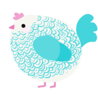 A white and aqua chicken with a double-lace pattern