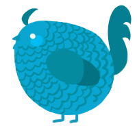 A cerulean and sea chicken with a lace pattern