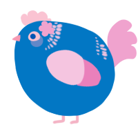 A sapphire and pink chicken with a neck-band pattern