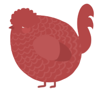 A red chicken with a lace pattern