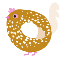 A ochre and cream chicken with a speckle pattern