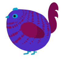 A indigo and wine chicken with a bar pattern
